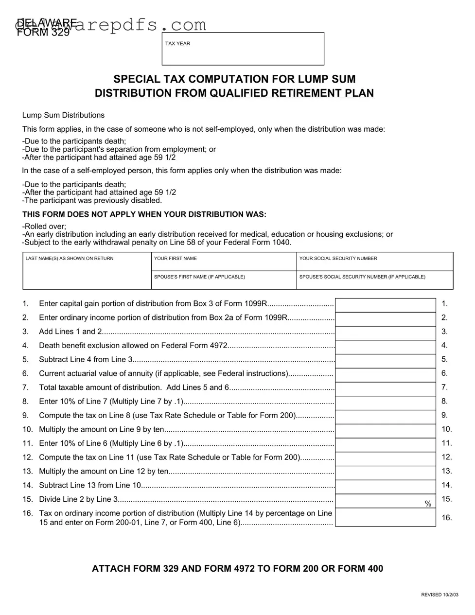 Free Delaware 329 PDF Template