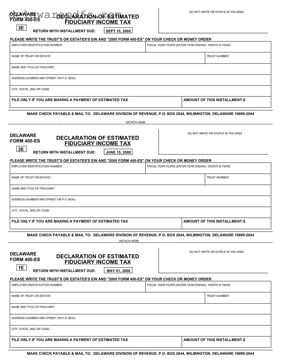 Free Delaware 400 Es PDF Template