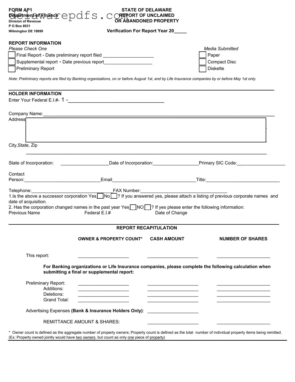 Free Delaware Ap1 PDF Template
