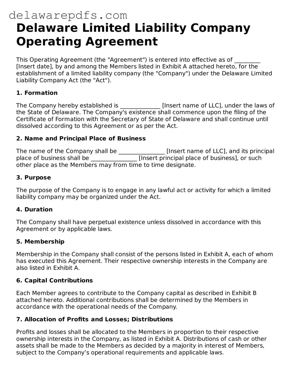 Legal Delaware Operating Agreement Document