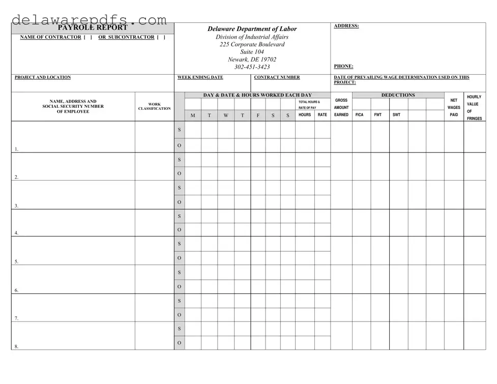 Free Delaware Payroll Report PDF Template