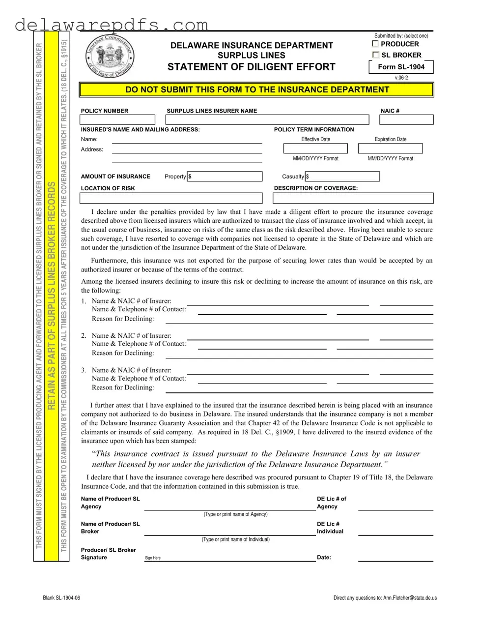Free Delaware Sl PDF Template