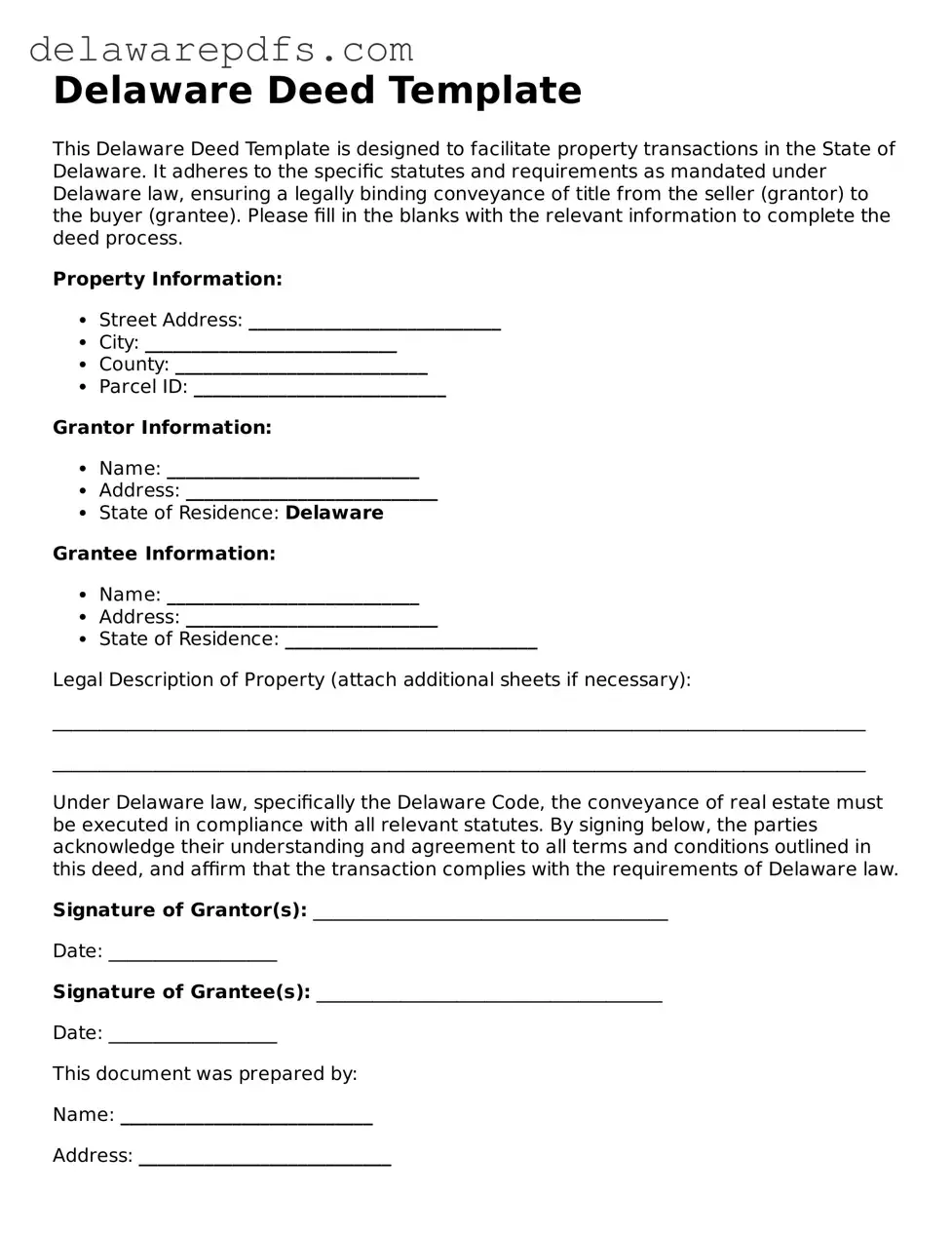 Legal Delaware Deed Document
