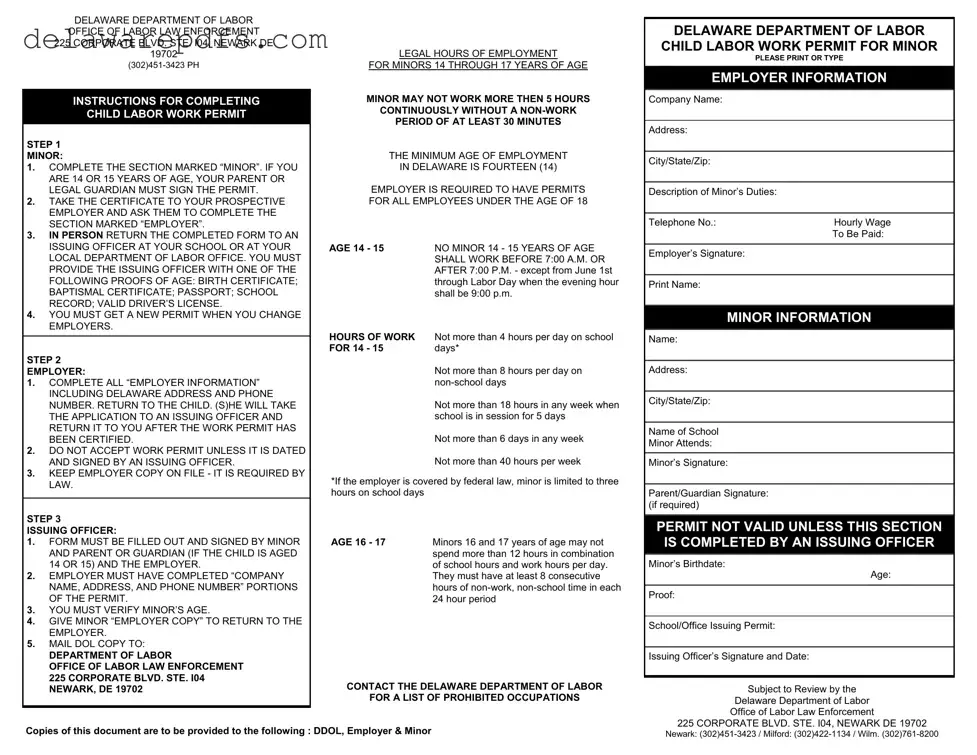 Free Delaware Work Permit PDF Template