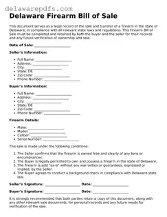 Legal Delaware Firearm Bill of Sale Document
