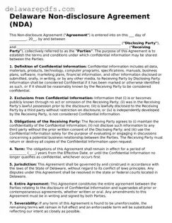 Legal Delaware Non-disclosure Agreement Document