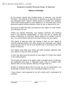 Free Delaware Notice To Principal PDF Template