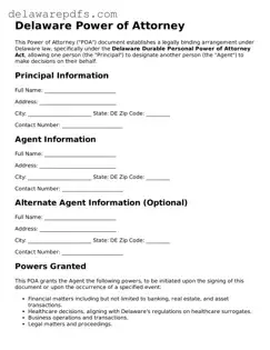 Legal Delaware Power of Attorney Document